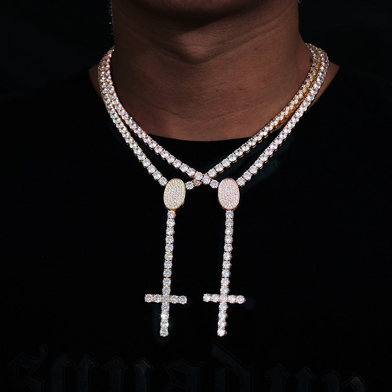 Upside down store cross pendant