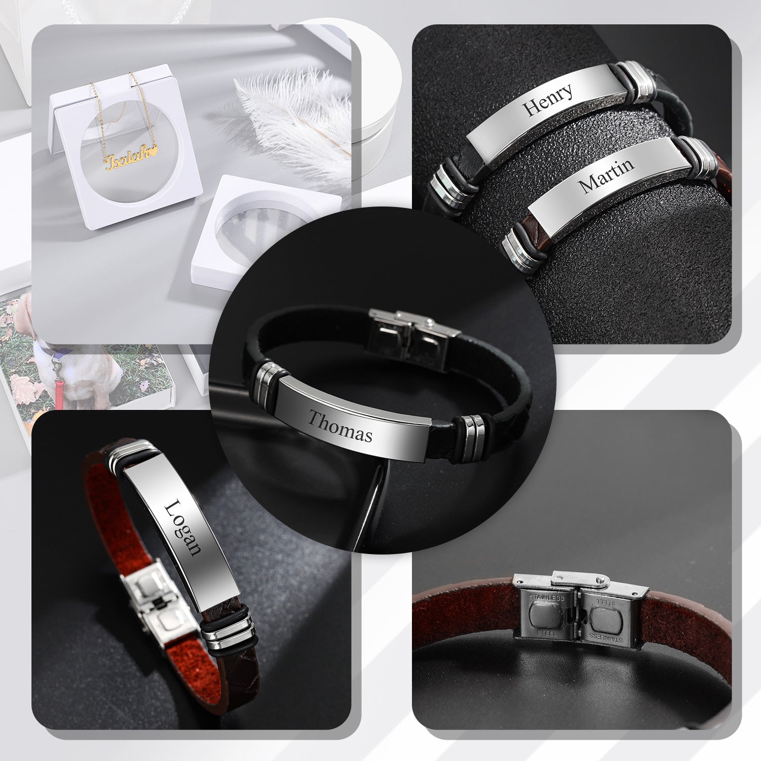 Personalized Mens Bracelets Custom Bracelet With Any Text Birthday Father's  Day Wedding Engraved Leather Bracelets for Husband Boyfriend Him - Etsy