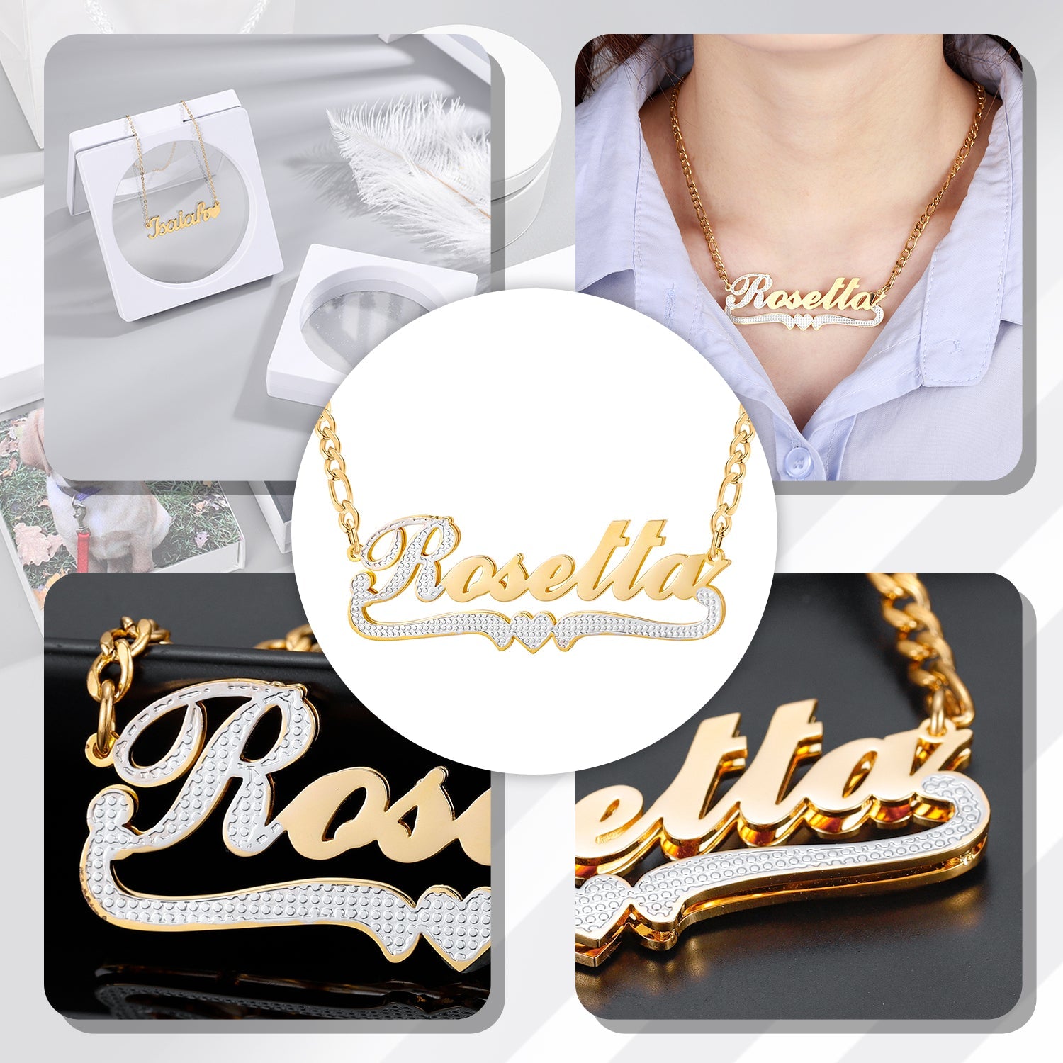 Double Plated Name Necklace | Iced Out