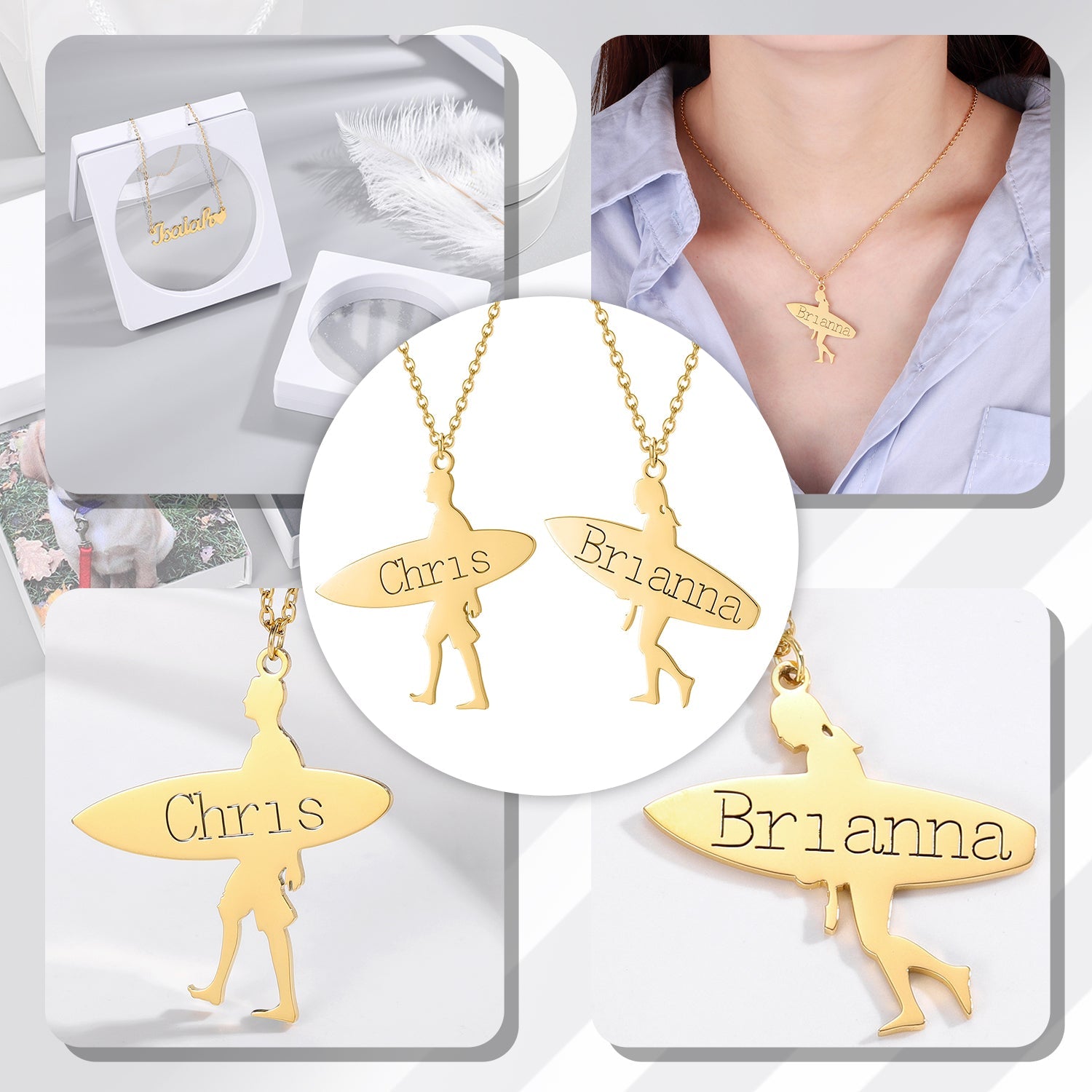 Surfboard Necklace | with Name - Julri Box