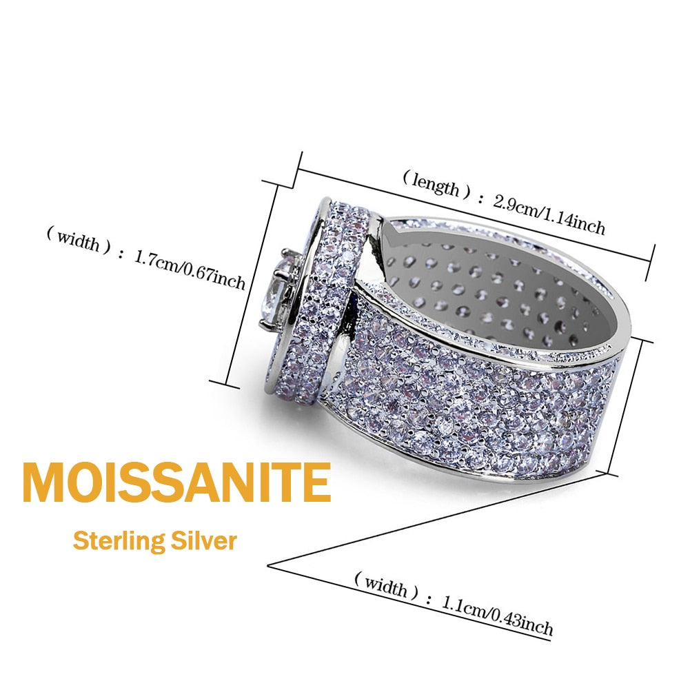 Moissanite | Real Iced Out Rings Mens | Real Rapper Jewelry