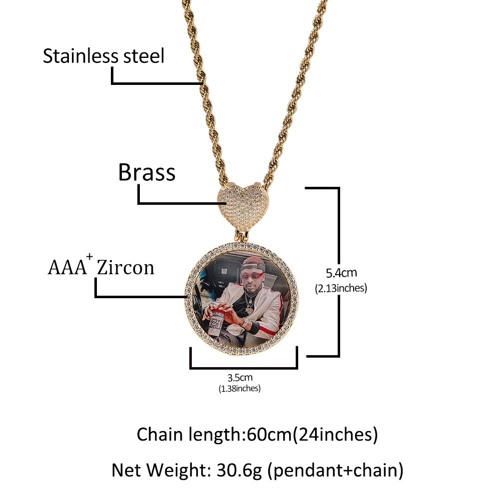 Personalized necklace with Picture | Photo Charm Necklave Gold