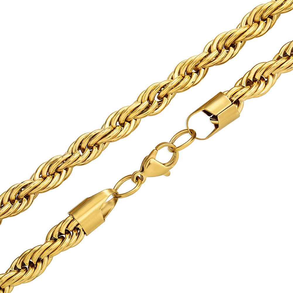 8mm | Gold Rope Necklace | Thick Silver Rope Chain | Thick Rope Chain Gold