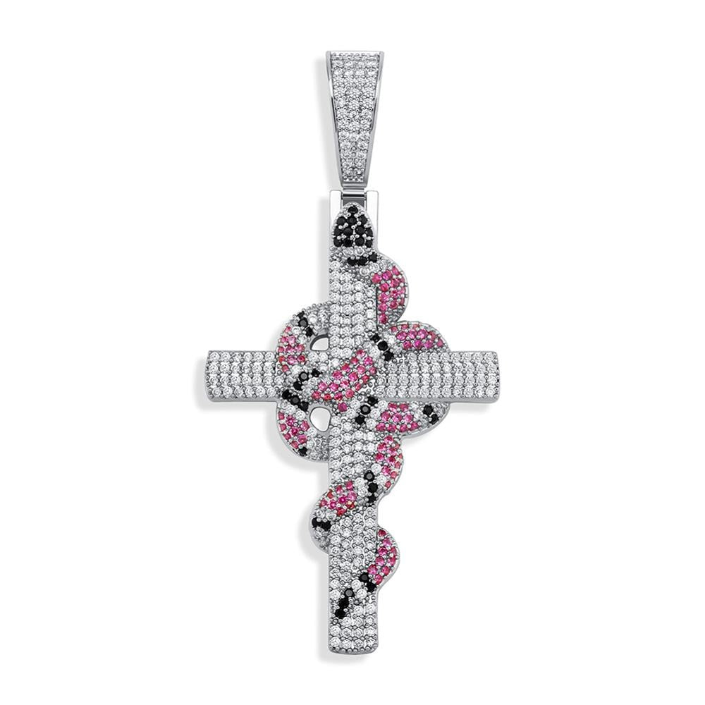 Snake on Cross Pendant | Unique Cross Necklaces