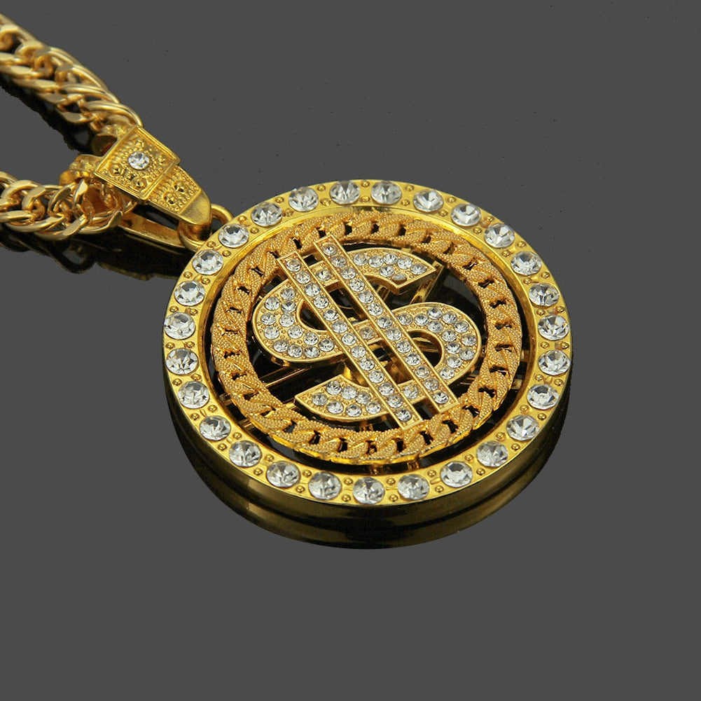 Dollar Sign Necklace | Gold Chain with Dollar Sign | Chain with Dollar Sign