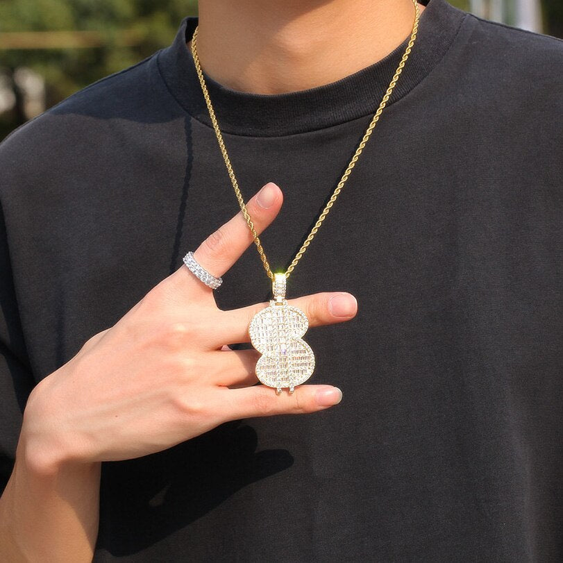 Dollar Sign Necklace | Gold Chain with Dollar Sign | Chain with Dollar Sign