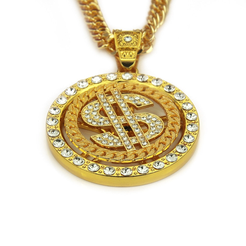 Dollar Sign Necklace | Gold Chain with Dollar Sign | Chain with Dollar Sign