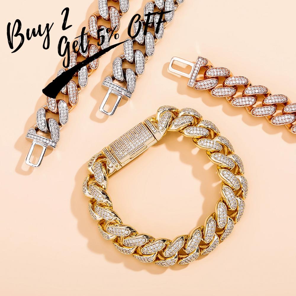 16mm | Iced Out Bracelet | Gold Miami Cuban Link Bracelet