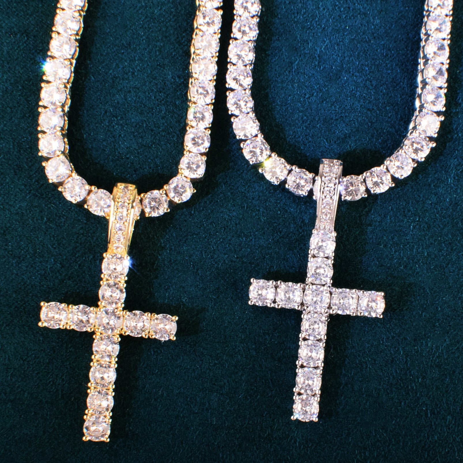 Cross Pendant Necklace | One Row Necklace | 4mm Zirconia Necklace