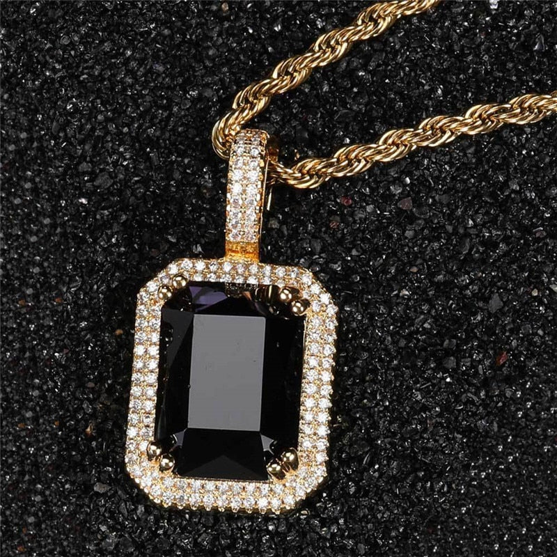 Bling Square Necklace | Pendant Necklace | 22 Colors Micro Pave Necklace | Cubic Zircon Necklace | Hip Hop Necklace