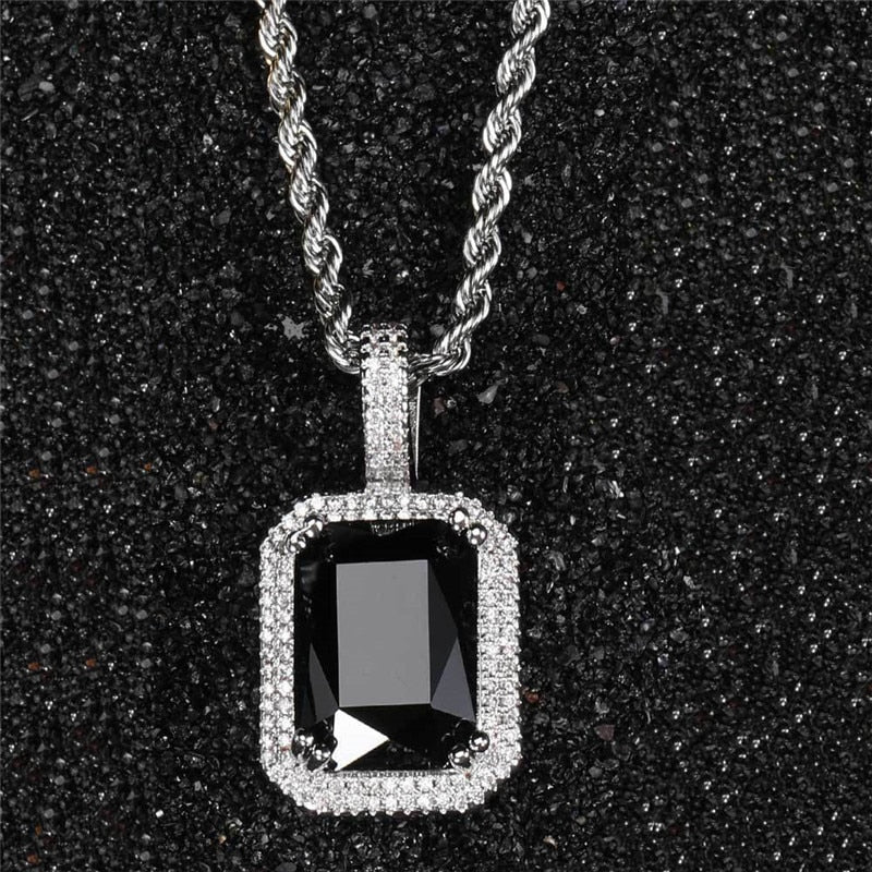 Bling Square Necklace | Pendant Necklace | 22 Colors Micro Pave Necklace | Cubic Zircon Necklace | Hip Hop Necklace