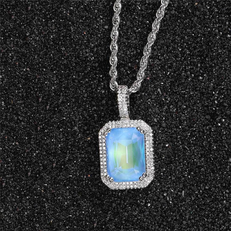 Bling Square Necklace | Pendant Necklace | Pendant Square Necklace | Mocca Colors Necklace | AAA Zircon Necklace | Hip Hop Necklace