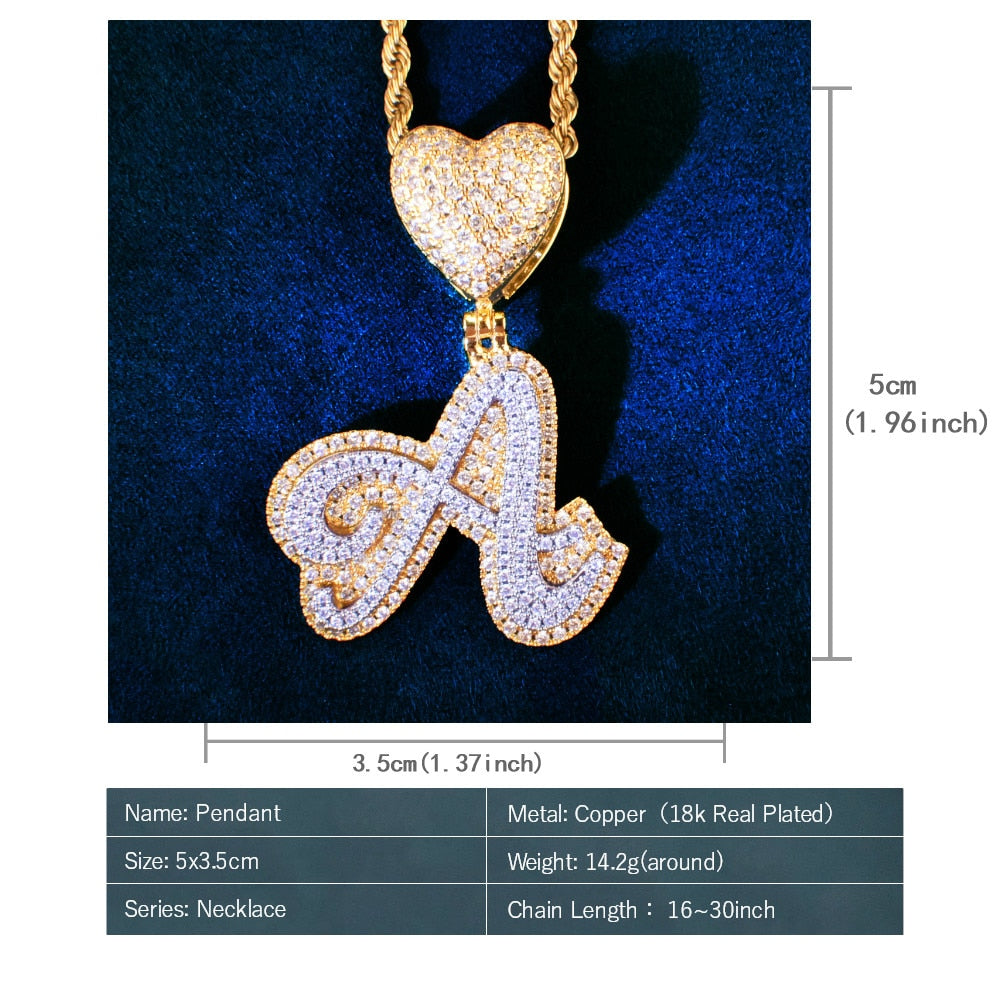 Letter Necklace Pendant | Diamond Initial Pendant | Featuring Stylish Heart