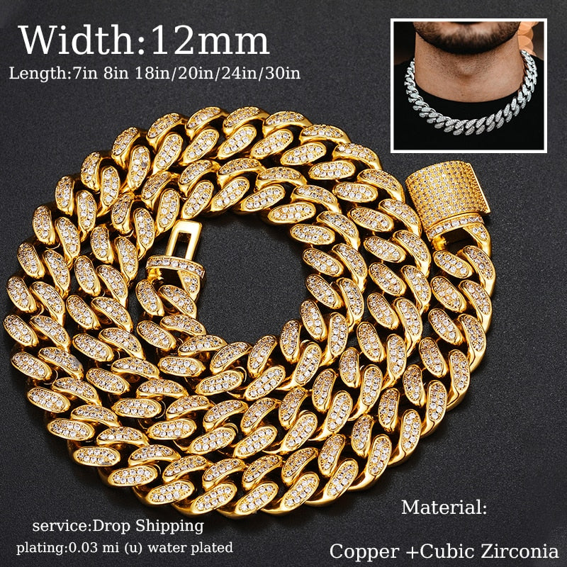 8mm - 20mm | Iced Out Miami Cuban Link Chains | Diamond Miami Cuban Link Chain