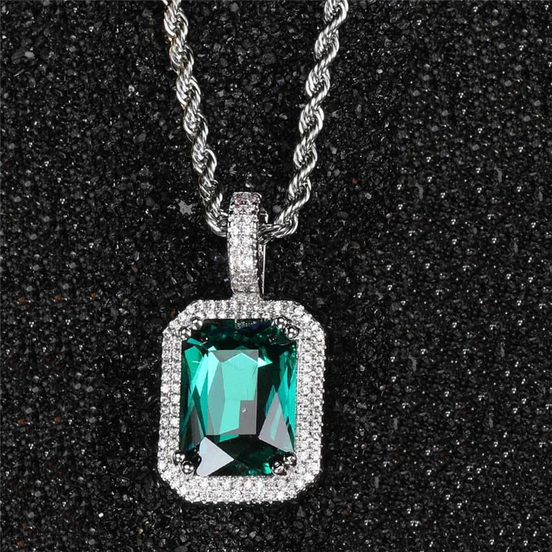 Bling Square Necklace | Pendant Necklace | 22 Colors Micro Pave Necklace | Cubic Zircon Necklace | Hip Hop Necklace