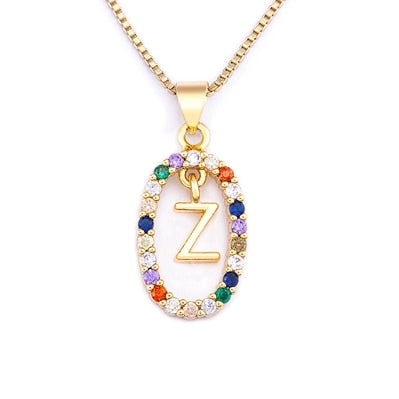 Colorful Letters Necklace | Colorful Letters Pendant Necklace | A - Z Letter Necklace | Alphabet Pendant Necklace | Long Chain Necklace | Name Necklace