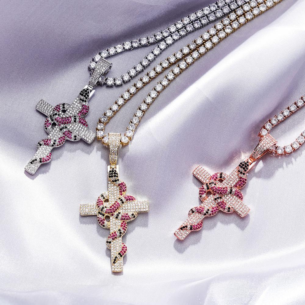 Snake on Cross Pendant | Unique Cross Necklaces