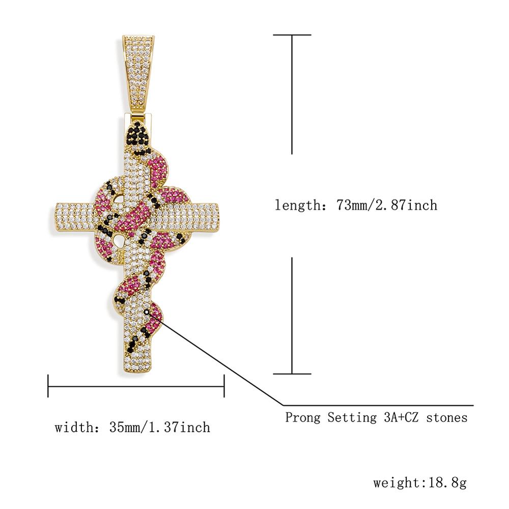 Snake on Cross Pendant | Unique Cross Necklaces