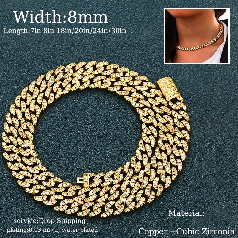 8mm - 20mm | Iced Out Miami Cuban Link Chains | Diamond Miami Cuban Link Chain