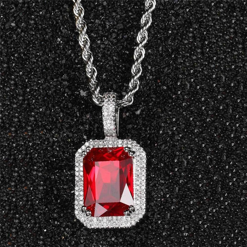 Bling Square Necklace | Pendant Necklace | 22 Colors Micro Pave Necklace | Cubic Zircon Necklace | Hip Hop Necklace