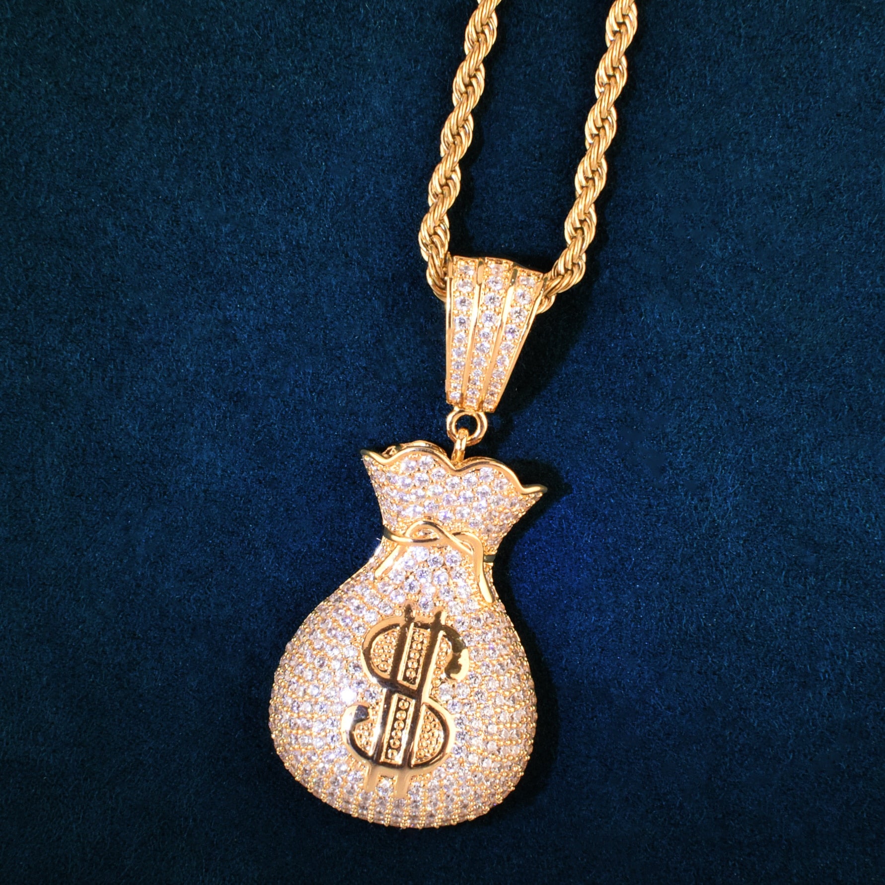 Money Bag Pendant | Money Bag Pendant Gold | Hip Hop Jewelry Pendants