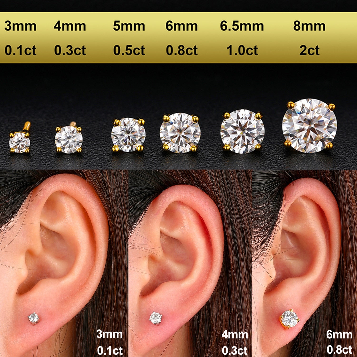 Moissanite Stud Earrings | Mens Real Diamond Stud Earrings