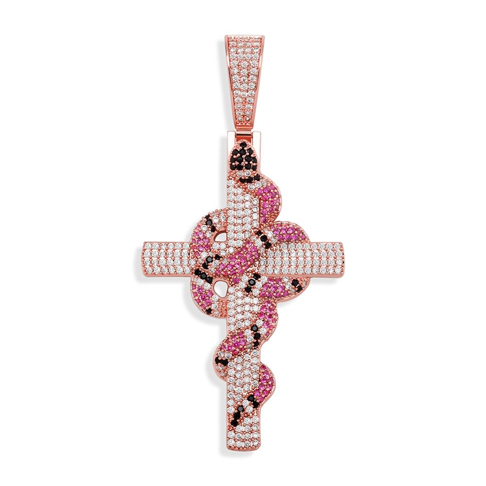 Snake on Cross Pendant | Unique Cross Necklaces