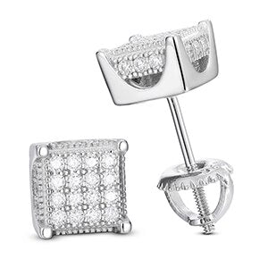 Square Diamond Earrings Mens | Mens Diamond EarringsSquare | Real Diamond Earrings