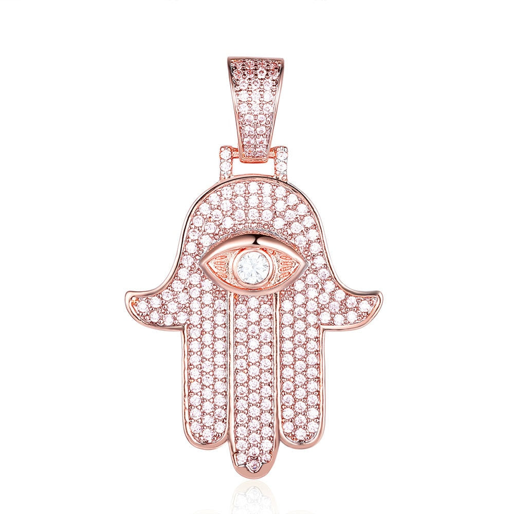 Hamsa Necklace | Hamsa Hand Necklace | Iced Out Hamsa Pendant