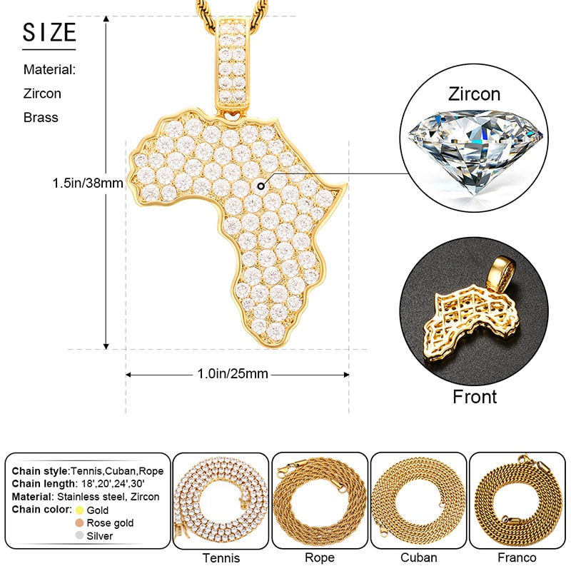 Africa Necklace | Africa Pendant | Gold Africa Pendant