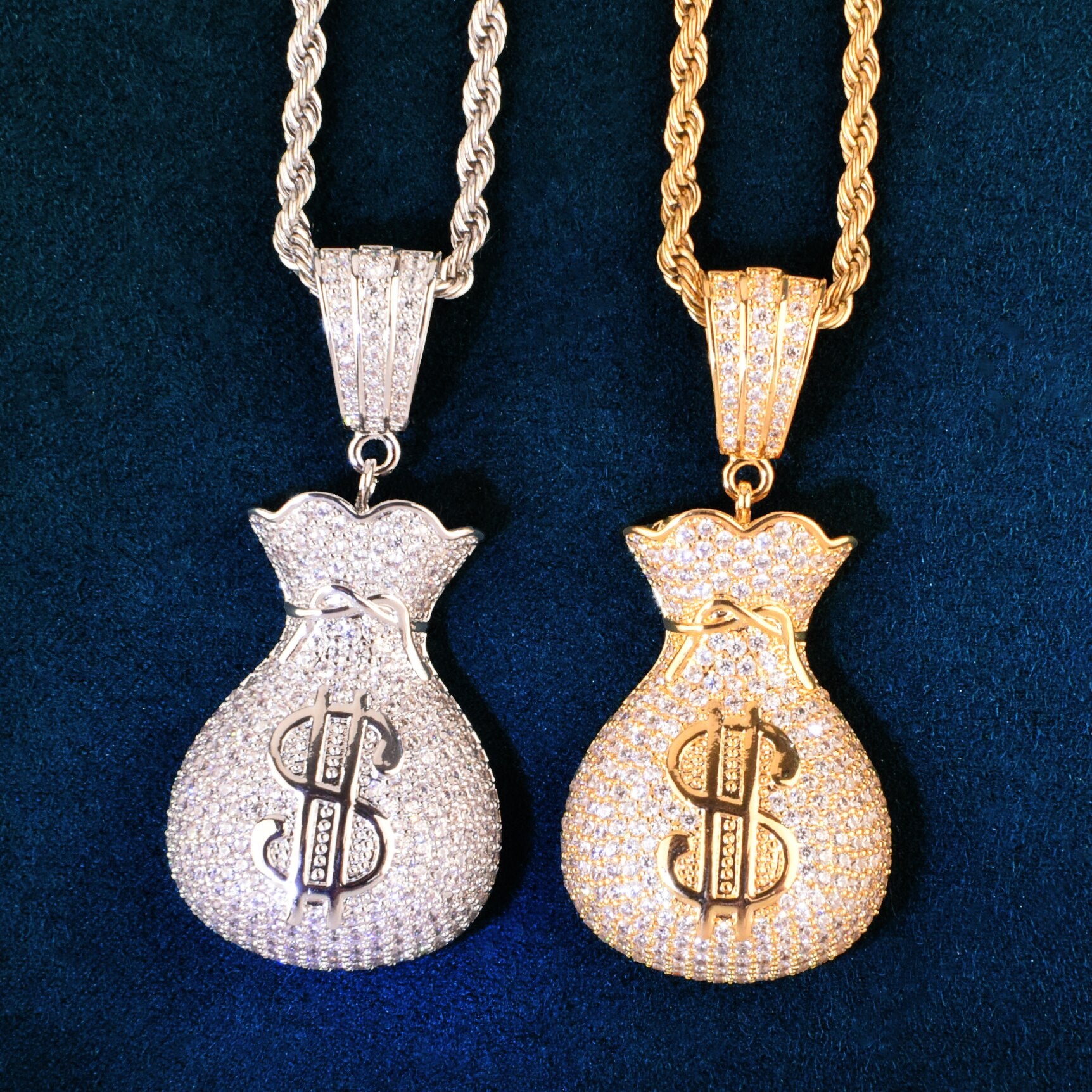 Money Bag Pendant | Money Bag Pendant Gold | Hip Hop Jewelry Pendants