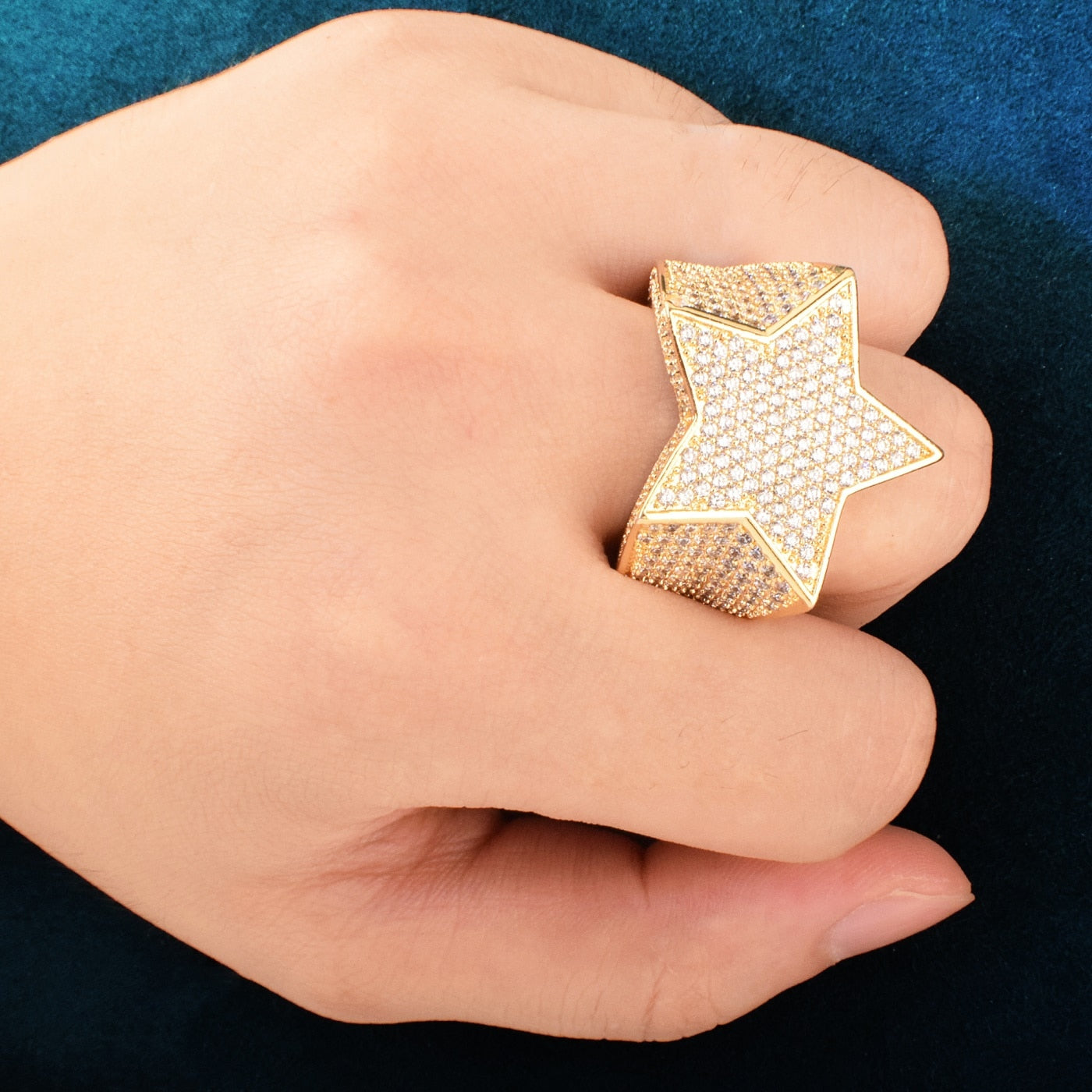 18k Gold | Star Ring  | Fully Iced Out Star Ring