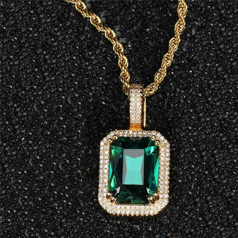 Bling Square Necklace | Pendant Necklace | 22 Colors Micro Pave Necklace | Cubic Zircon Necklace | Hip Hop Necklace