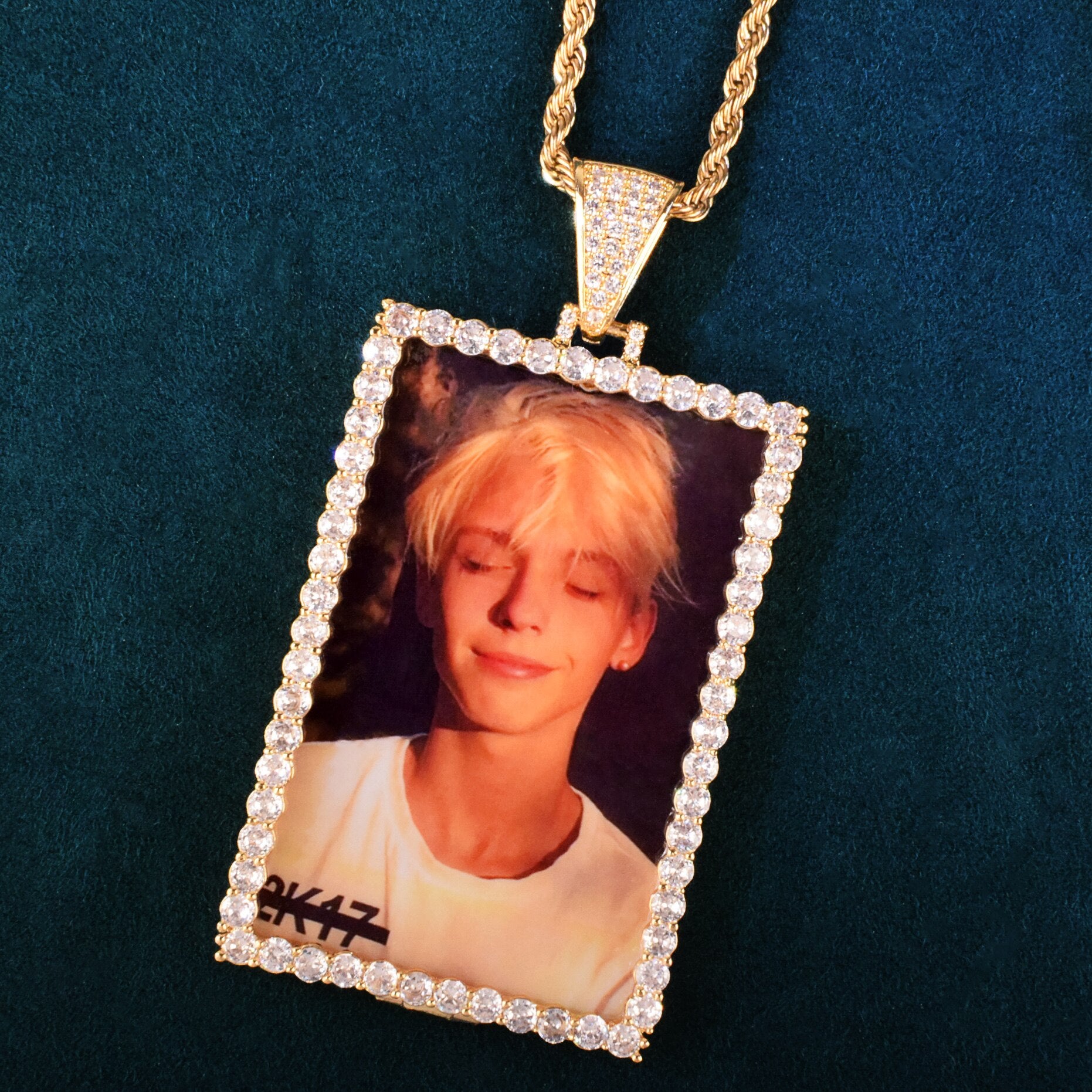 Gold Dog Tag Necklace with Picture | Photo Necklace