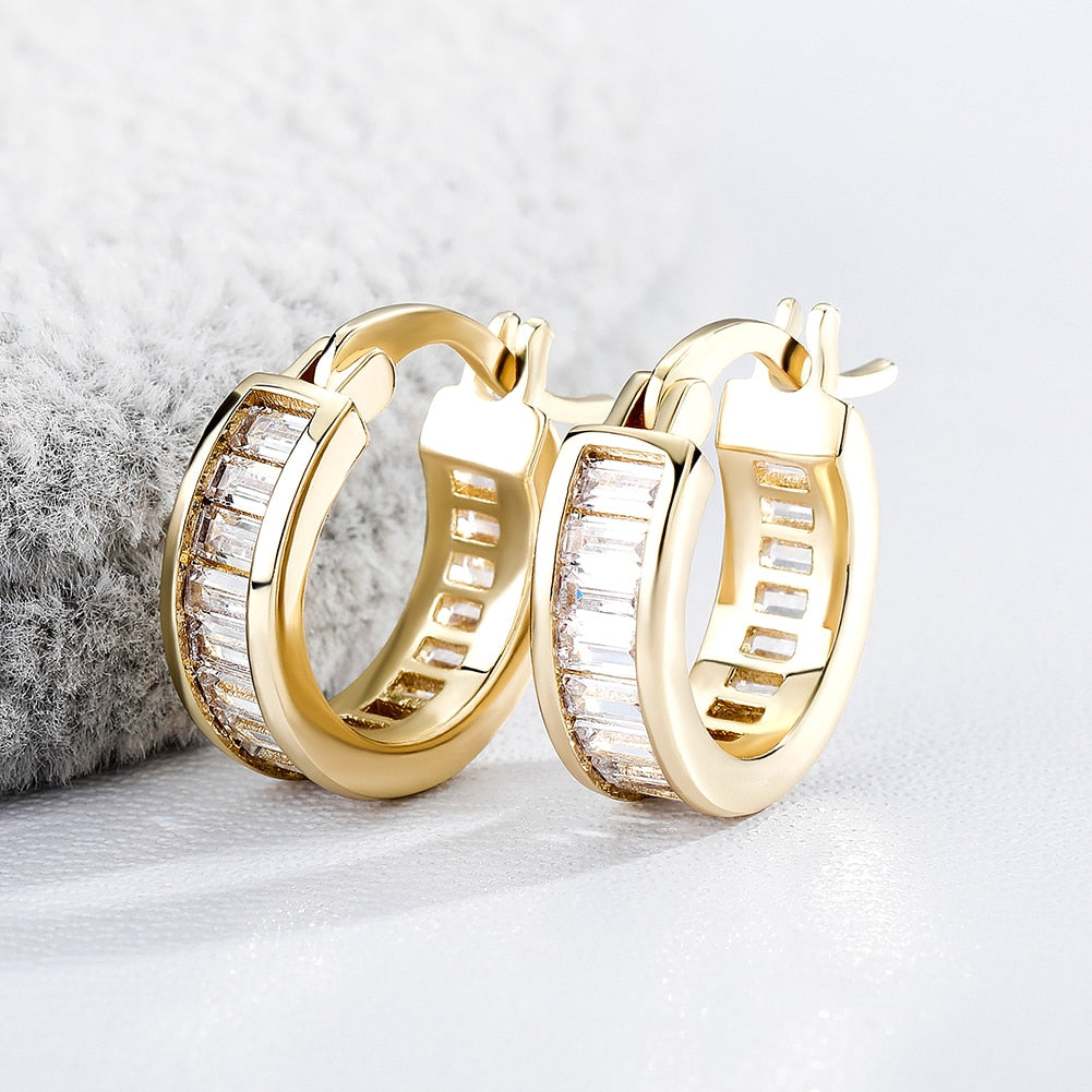 14k Gold | Mens Huggie Earrings | Mens Diamond Huggie Hoop Earrings