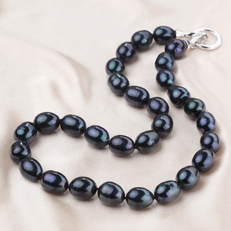 11mm - 12mm | Black Pearl Necklace | Natural Black Pearl Necklace | Black Freshwater Pearls Necklace