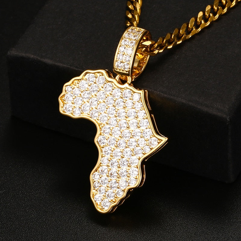 Africa Necklace | Africa Pendant | Gold Africa Pendant