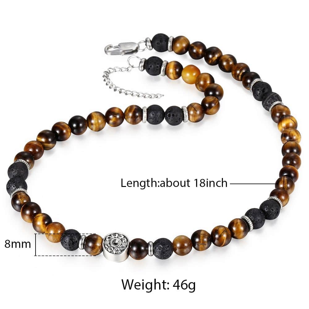 Beads Necklace Men | Lava Stone Bead Necklave | Black Beads Necklace Mens