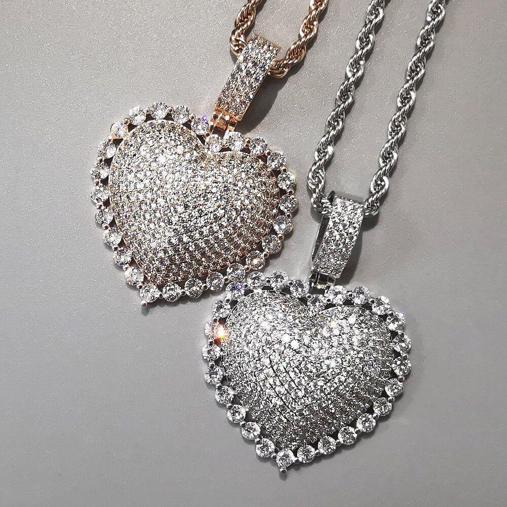 Puffy Heart Necklace | Gold Puffy Heart Pendant | Hip Hop Jewelry Pendants