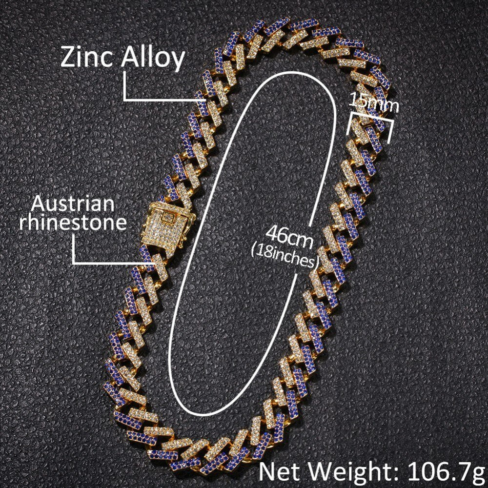 15mm Cuban Link Chain | Black Cuban Link Chain | Black Diamond Cuban Link Chain