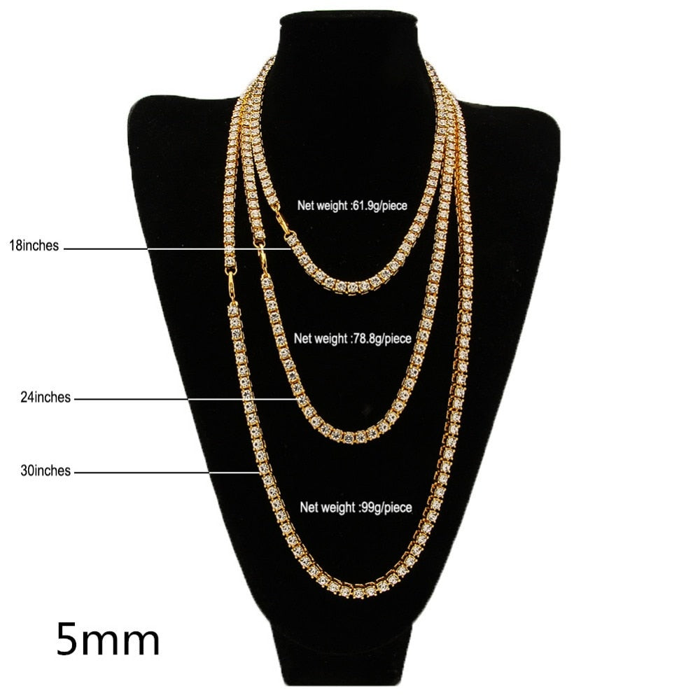 3mm - 5mm Tennis Chain | Tennis Diamond Necklace | CZ Tennis necklace