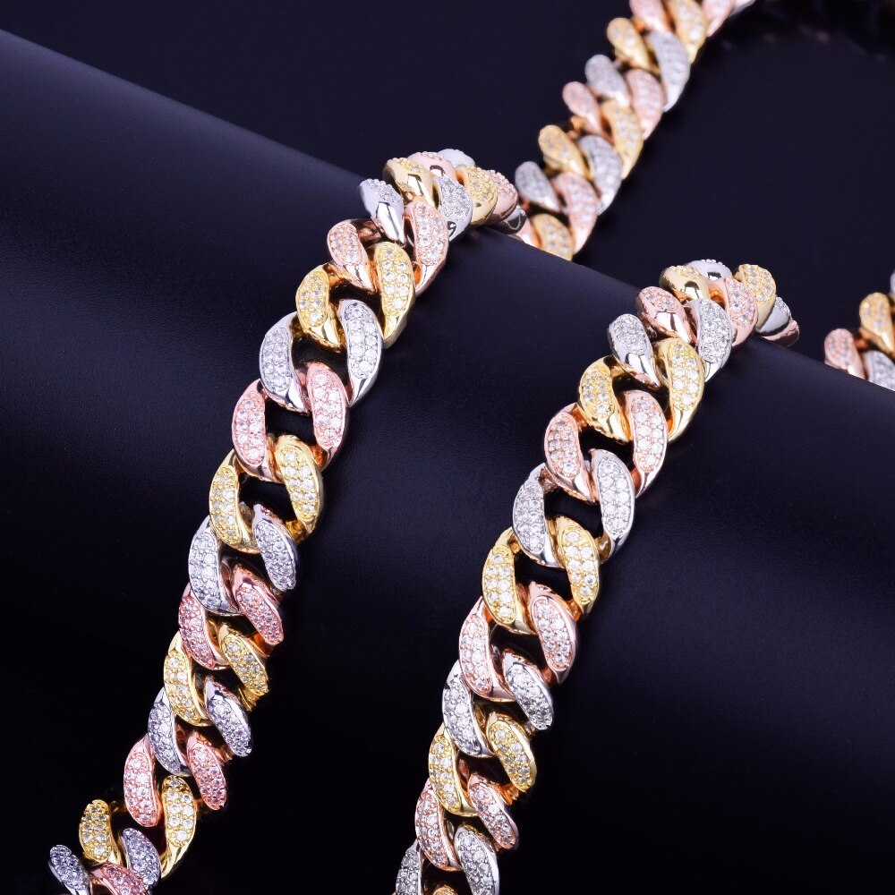 12mm Cuban Link Chain | Womens Cuban Link Chain | Womens Diamond Cuban Link Chain | Rose Gold Cuban Link Necklace