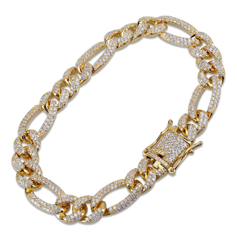 10mm | Figaro Chain Bracelet | Mens Figaro Bracelet Silver | Figaro Gold Bracelet