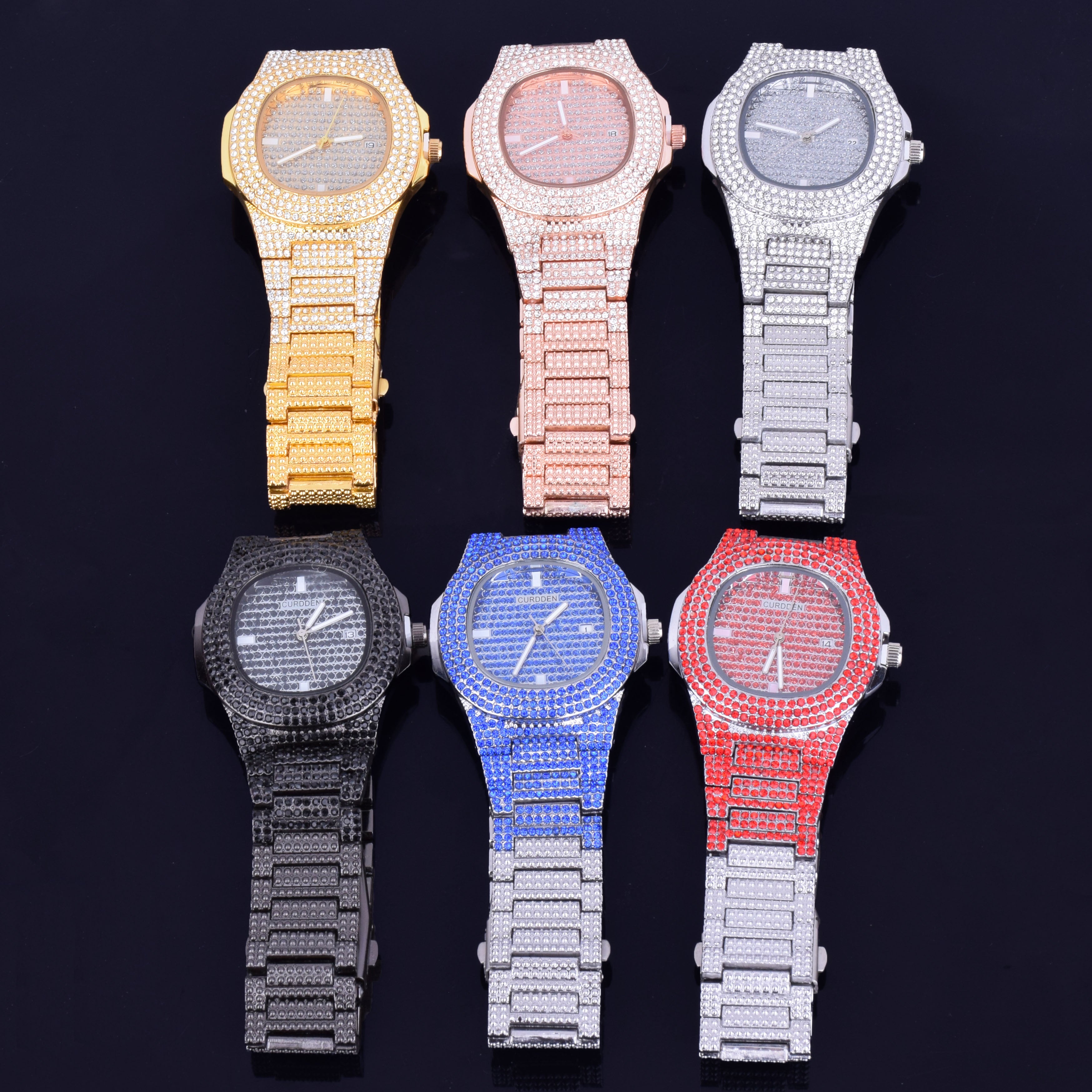 Blue Diamond Mens Watch | Blue Diamond Watch | Multi Color Diamond Watches