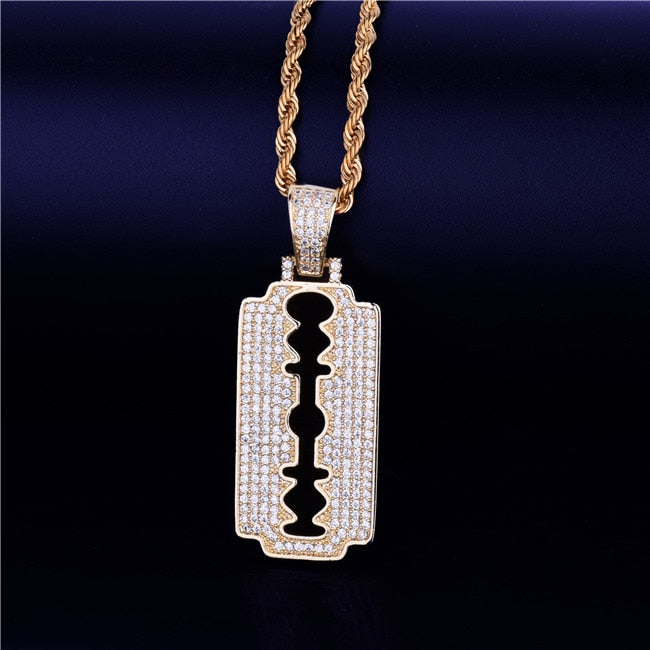 Razor Blade Necklace | Razor Blade Pendant | Gold Razor Blade Pendant