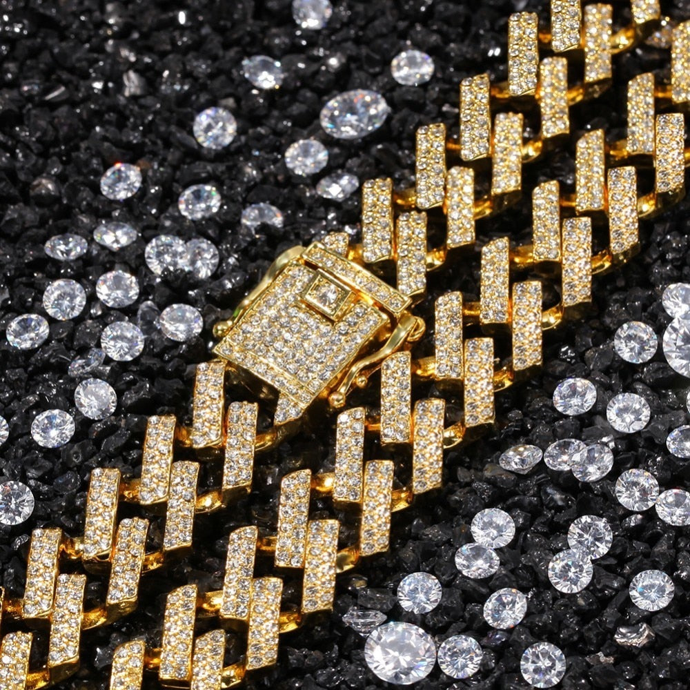 15mm Cuban Link Chain | Black Cuban Link Chain | Black Diamond Cuban Link Chain