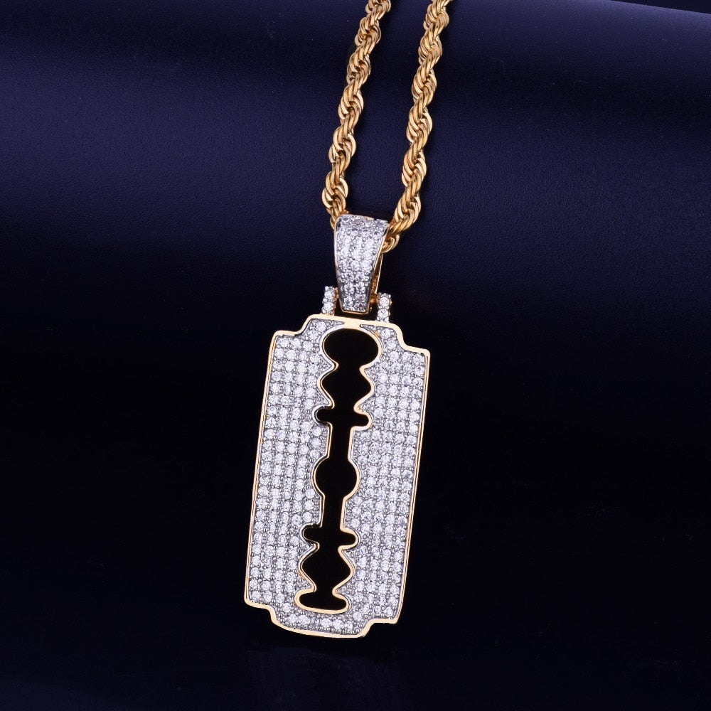 Razor Blade Necklace | Razor Blade Pendant | Gold Razor Blade Pendant