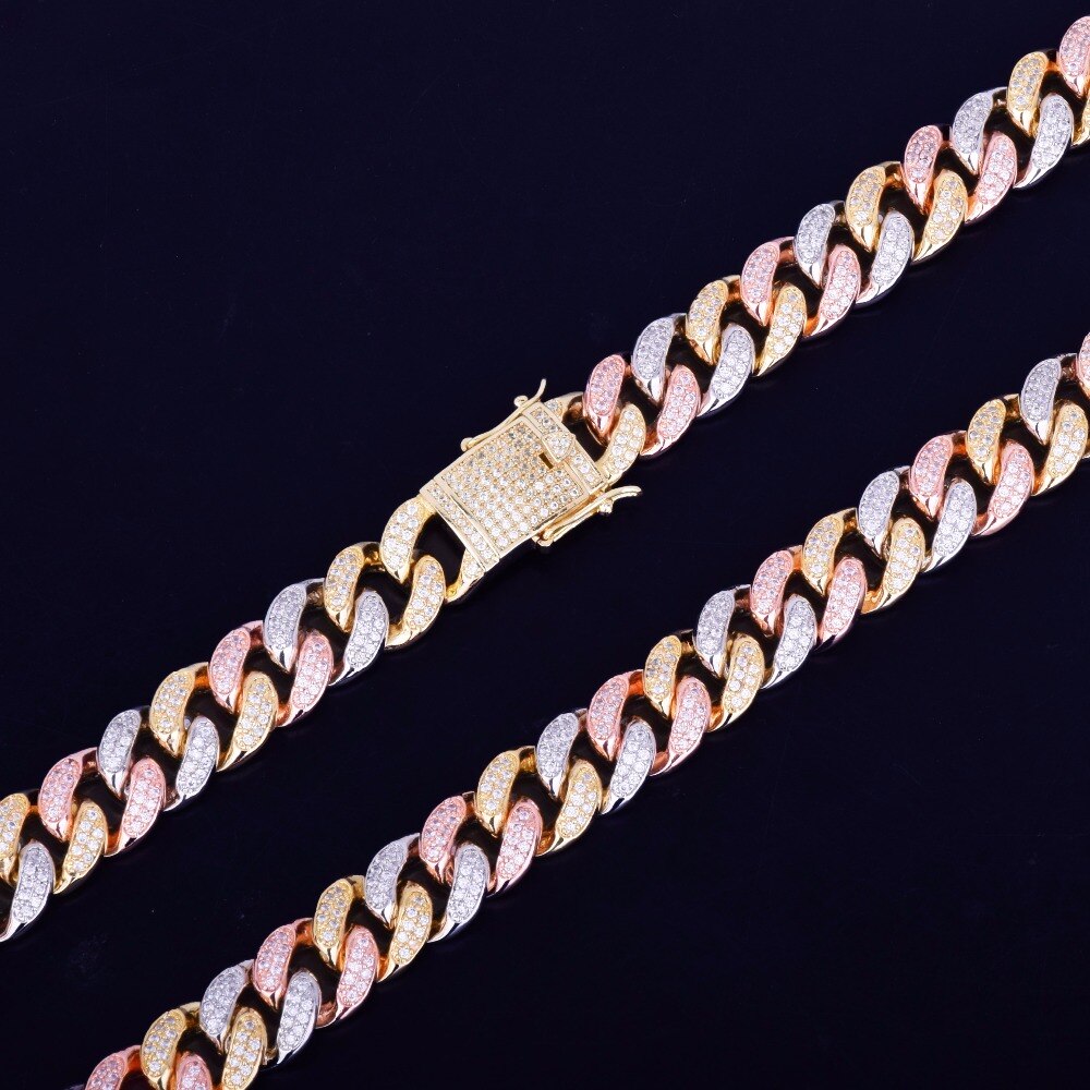 12mm Cuban Link Chain | Womens Cuban Link Chain | Womens Diamond Cuban Link Chain | Rose Gold Cuban Link Necklace