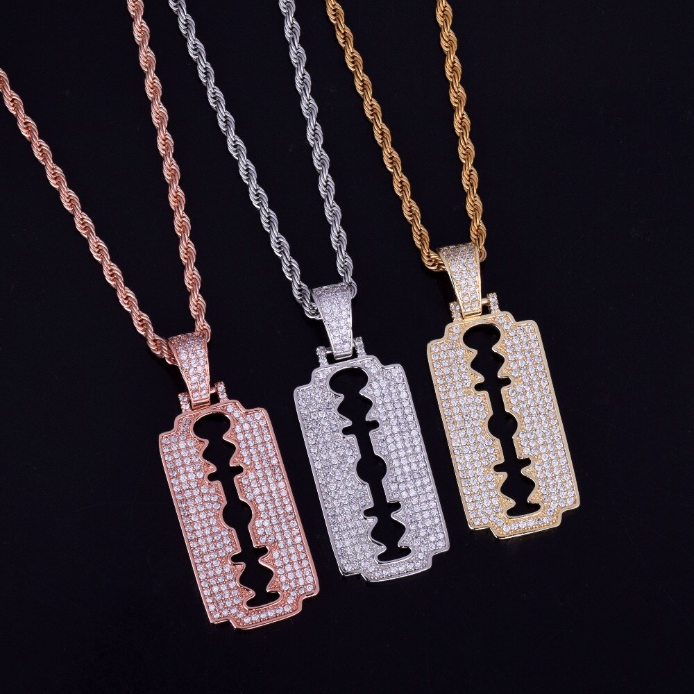 Razor Blade Necklace | Razor Blade Pendant | Gold Razor Blade Pendant