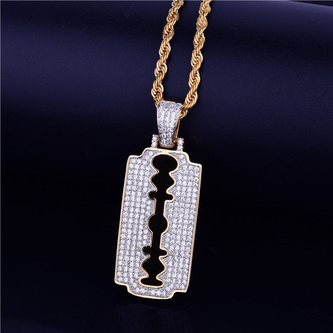 Razor Blade Necklace | Razor Blade Pendant | Gold Razor Blade Pendant